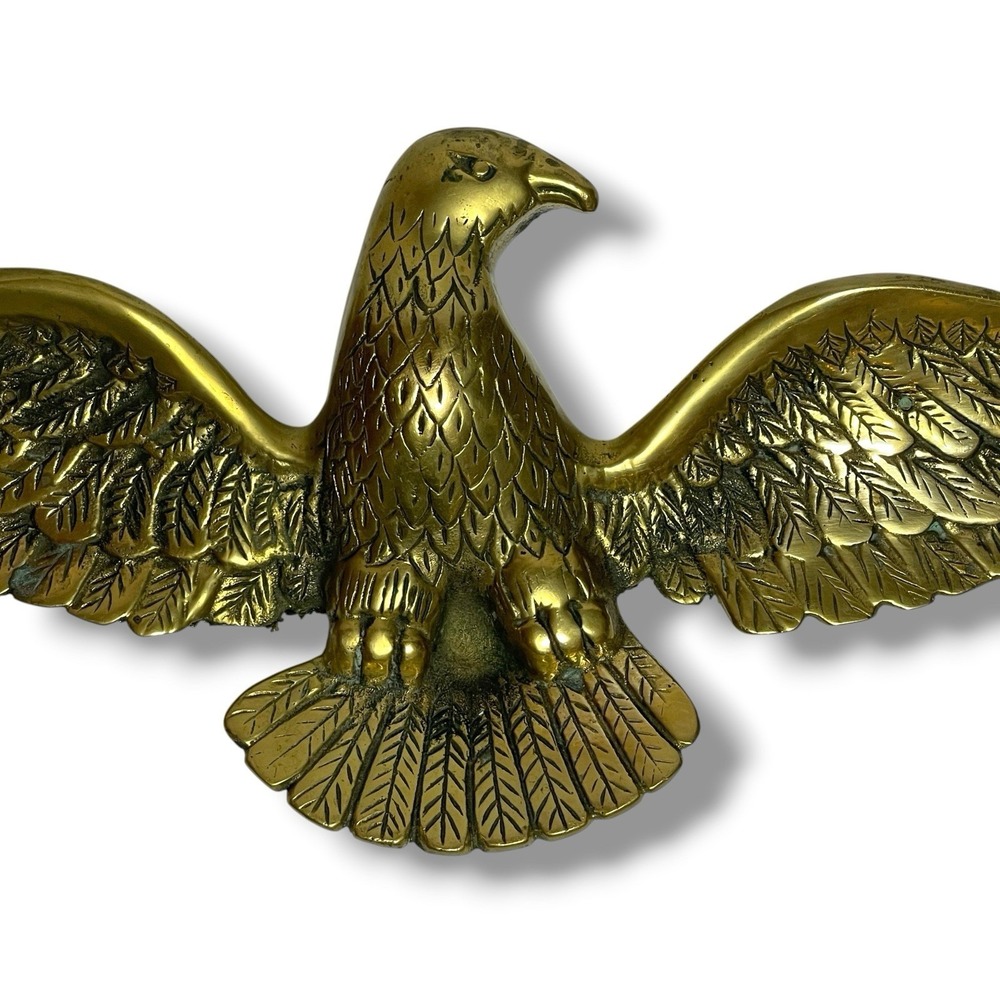 American Bald Eagle with Spread Wings Cast Iron Brass Wall Plaque 18" Patriotic - Picture 2 of 11